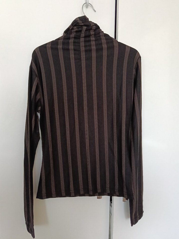 Kahverengi Çizgili Boğazlı Likralı - Görsel 2