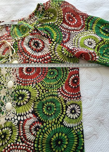 Renkli Bağcıklı Şile Bezi Bohem Bluz - Görsel 6