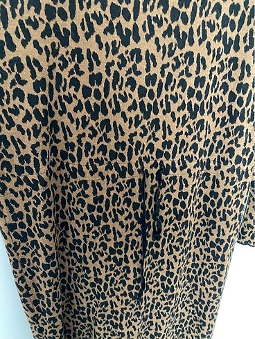 m Beden Leopar elbise