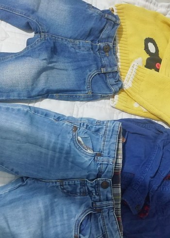 9-12 Ay Beden mavi Renk Erkek Çocuk Renkli Kot ve kazak