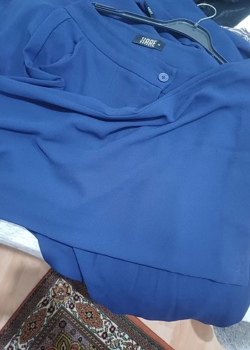 38 Beden Düğmeli Lacivert Kadın Gömlek pantalon