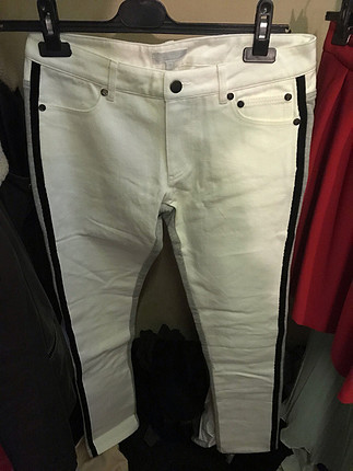 Twist önü beyaz kot arkası kalın penye kumaş pantolon