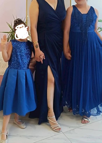 Abiye Lacivert Drapeli Uzun Abiye Elbise
