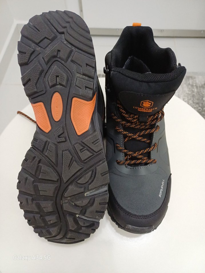 Gri Turuncu Bağcıklı Erkek Outdoor Waterproof Ayakkabı - Görsel 5