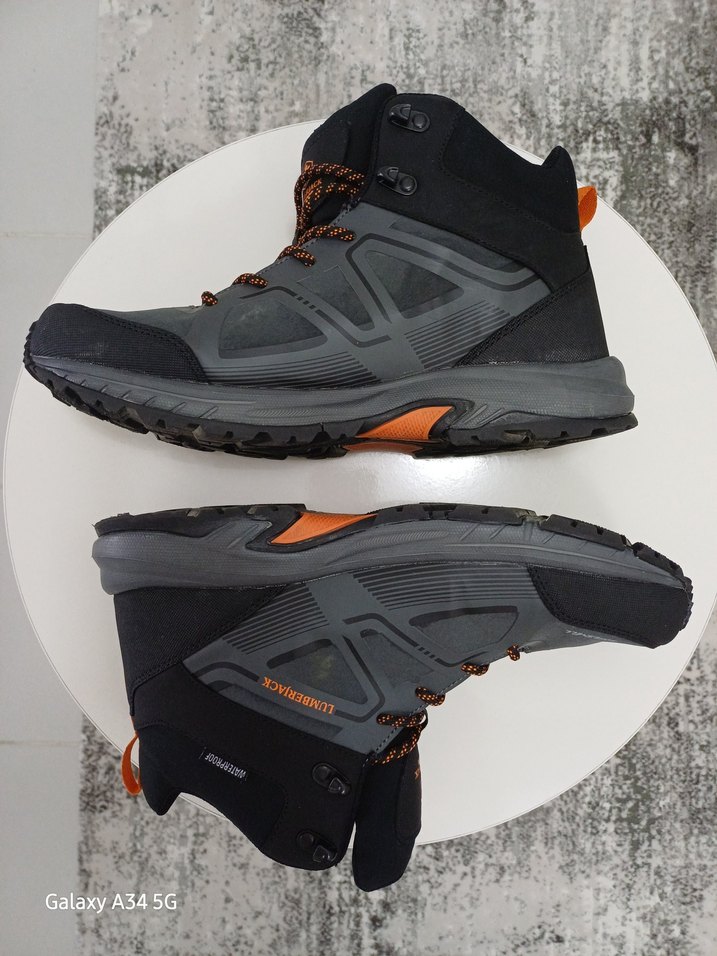 Gri Turuncu Bağcıklı Erkek Outdoor Waterproof Ayakkabı - Görsel 4