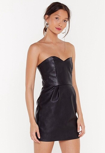 xs Beden siyah Renk Topshop deri elbise