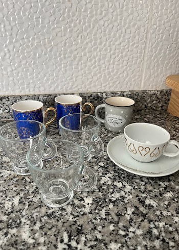 Mavi ve Gri Desenli Porselen Fincan Seti - Görsel 4