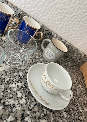 Mavi ve Gri Desenli Porselen Fincan Seti - Görsel 2