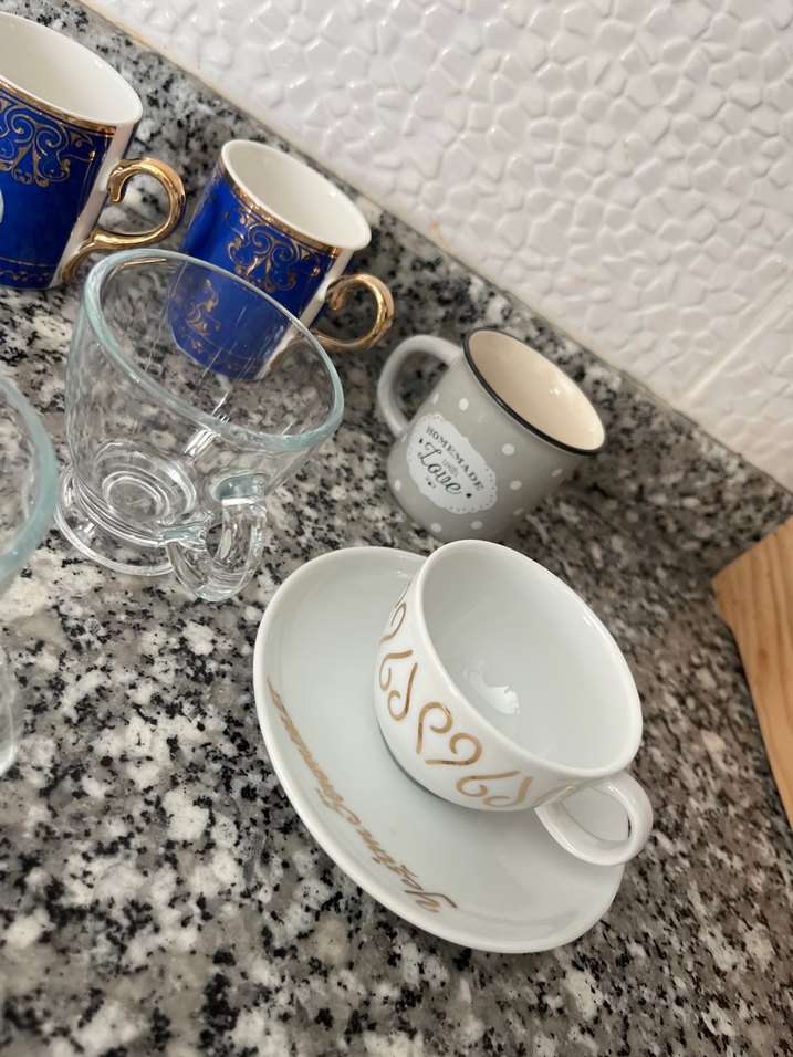 Mavi ve Gri Desenli Porselen Fincan Seti - Görsel 2