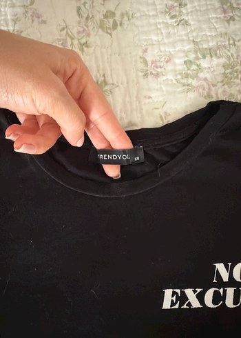 Siyah Kısa Kollu Crop Baskılı Tişört #noexcuses - Görsel 2