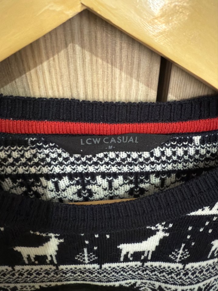 Yılbaşı, Kar Desenli Kadın Triko Kazak - Görsel 3