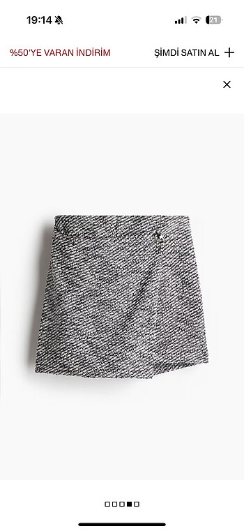 xs Beden H&M Gri anvelop şort etek