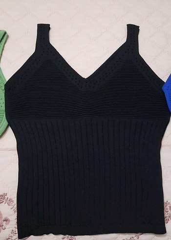 Kadın Örgü Askılı Triko Bluzlar - Görsel 3