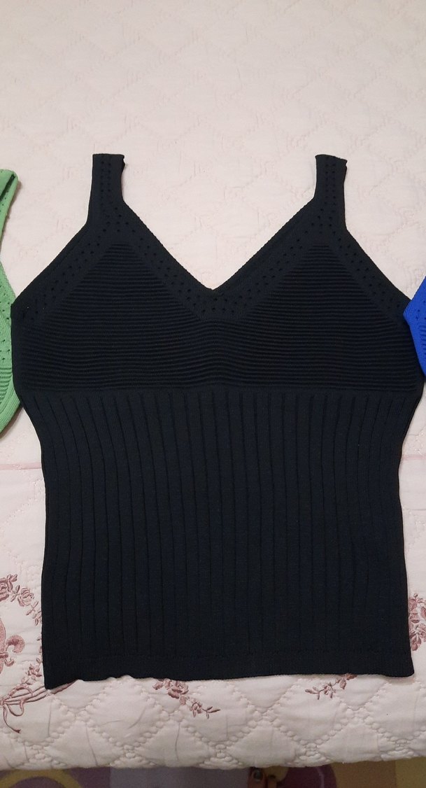 Kadın Örgü Askılı Triko Bluzlar - Görsel 3