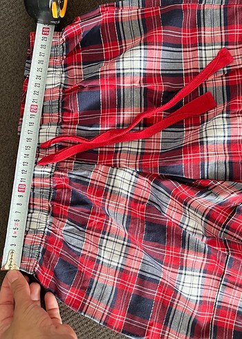 Kırmızı Ekose Mini Şort - Görsel 3