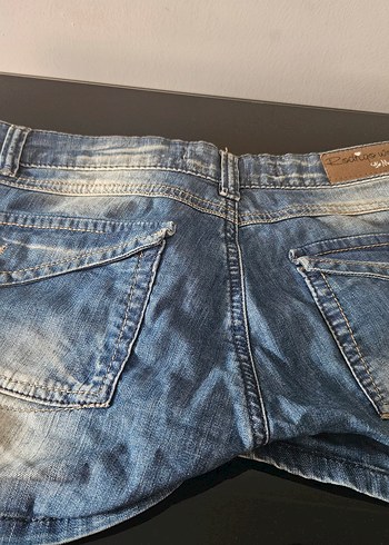 Rodi Mood Düğmeli Mini Mavi Bağlama Desenli Kadın Denim Şort