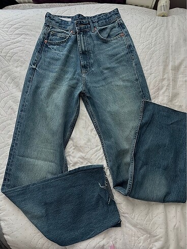 s Beden lacivert Renk zara yüksek bel wide leg jean