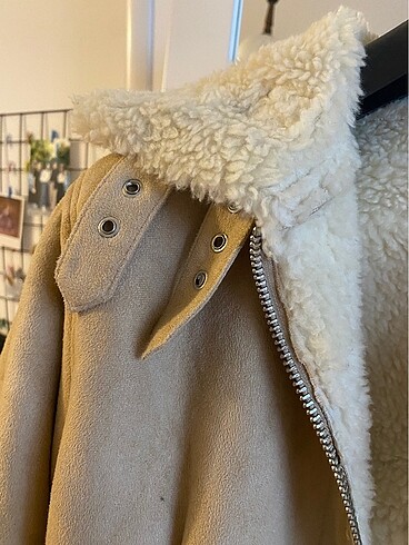 xs Beden camel Renk Pull and bear kürklü ceket