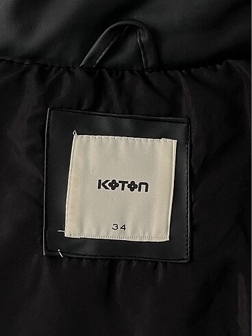 Koton Koton Deri Şişme Mont -Siyah