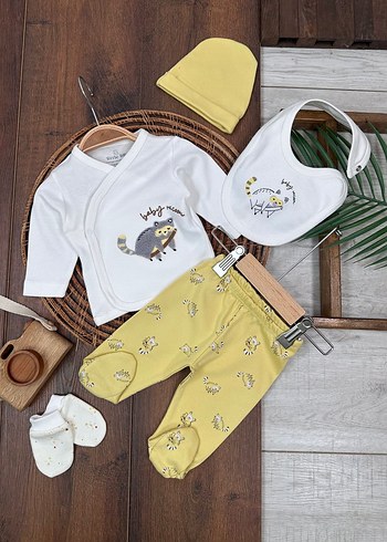 Etiketli Sıfır 5li Yenidoğan Hastane Çıkış Seti - Görsel 2