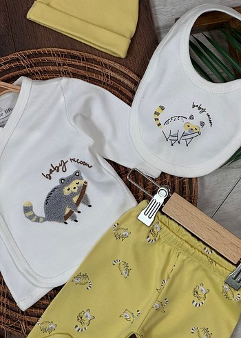 Etiketli Sıfır 5li Yenidoğan Hastane Çıkış Seti - Görsel 5