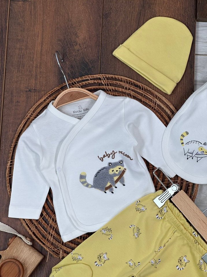 Etiketli Sıfır 5li Yenidoğan Hastane Çıkış Seti - Görsel 3