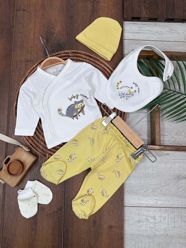 Etiketli Sıfır 5li Yenidoğan Hastane Çıkış Seti - Görsel 2