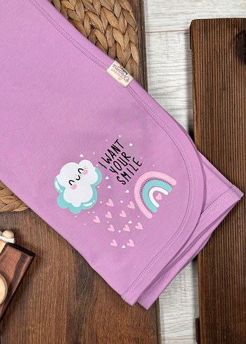 Mor Bulutlu Kız Bebek Battaniye - Görsel 2