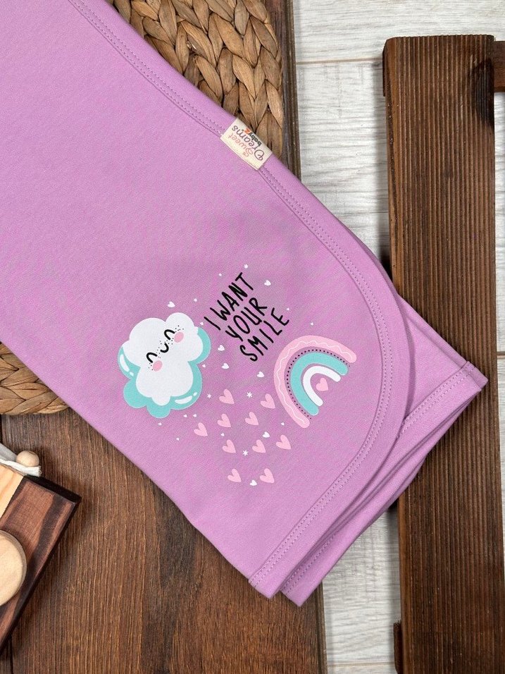 Mor Bulutlu Kız Bebek Battaniye - Görsel 2