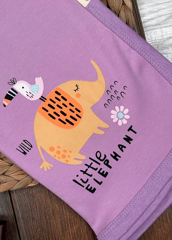 Pamuklu Fil Baskılı Mor Bebek Battaniyesi - Görsel 2
