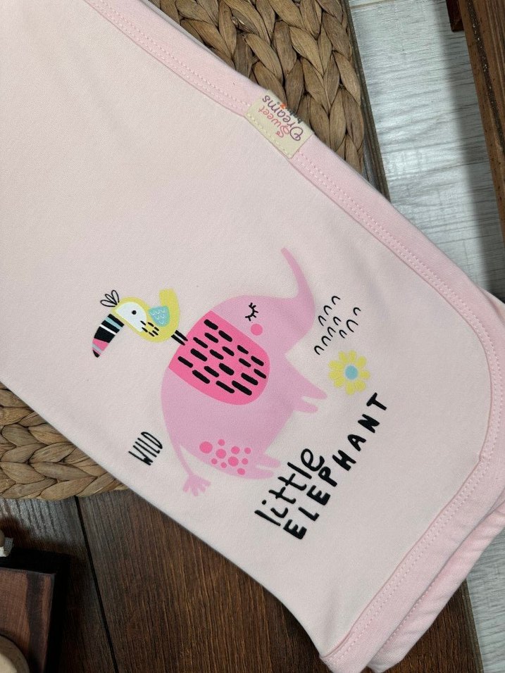 Pembe Fil Desenli Kız Bebek Battaniyesi - Görsel 2