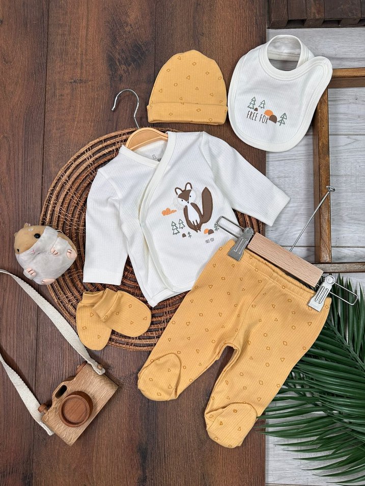 Etiketli Sıfır 5li Tilki Konseptli Pamuklu Hastane Çıkışı - Görsel 2