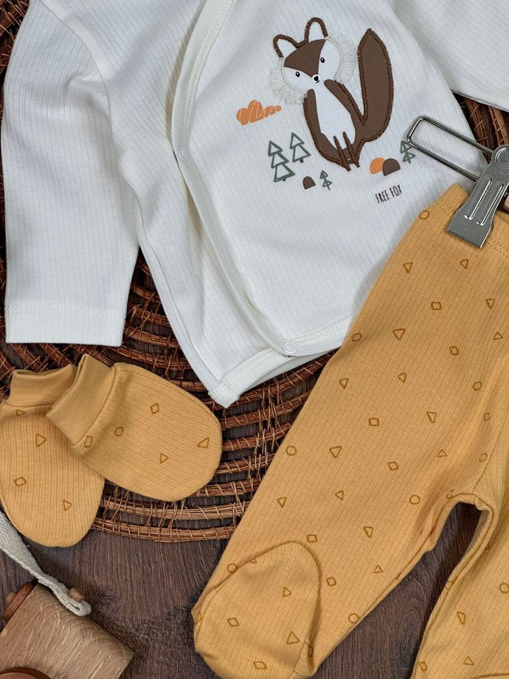 Etiketli Sıfır 5li Tilki Konseptli Pamuklu Hastane Çıkışı - Görsel 3