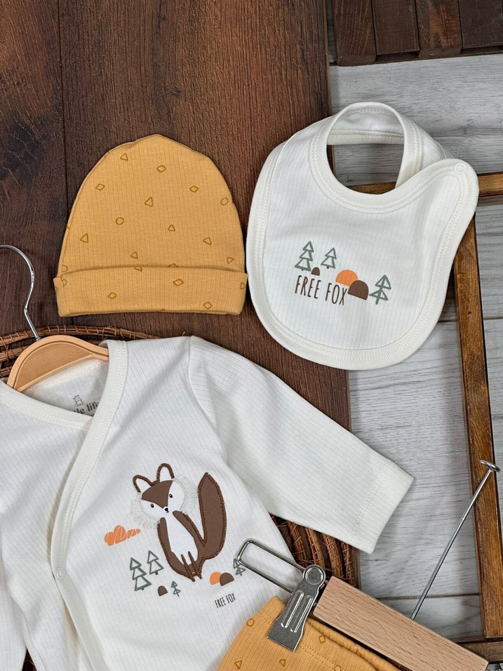 Etiketli Sıfır 5li Tilki Konseptli Pamuklu Hastane Çıkışı - Görsel 4