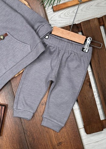 Yan Fermuar Detaylı Pamuklu Erkek Bebek Takımı 6-9 Ay - Görsel 6