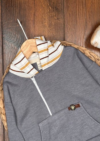 Yan Fermuar Detaylı Pamuklu Erkek Bebek Takımı 9-12 ay - Görsel 4