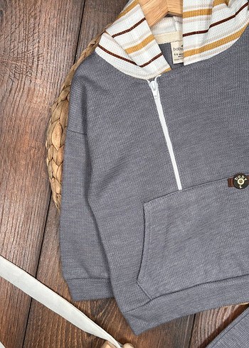 Yan Fermuar Detaylı Pamuklu Erkek Bebek Takımı 9-12 ay - Görsel 5