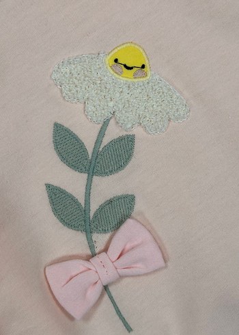 Sıfır Etiketli Papatya İşlemeli Pembe Kız Çocuk Takım 3 Yaş - Görsel 4