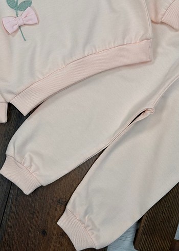 Sıfır Etiketli Papatya İşlemeli Pembe Kız Çocuk Takım 3 Yaş - Görsel 7