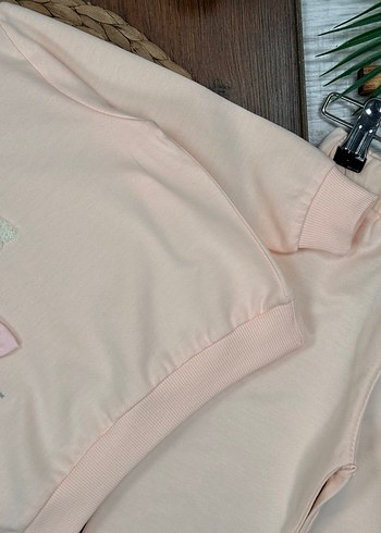 Sıfır Etiketli Papatya İşlemeli Pembe Kız Çocuk Takım 3 Yaş - Görsel 5