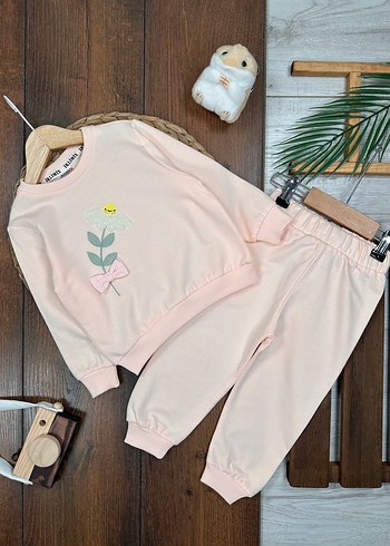 Sıfır Etiketli Papatya İşlemeli Pembe Kız Çocuk Takım 3 Yaş - Görsel 2