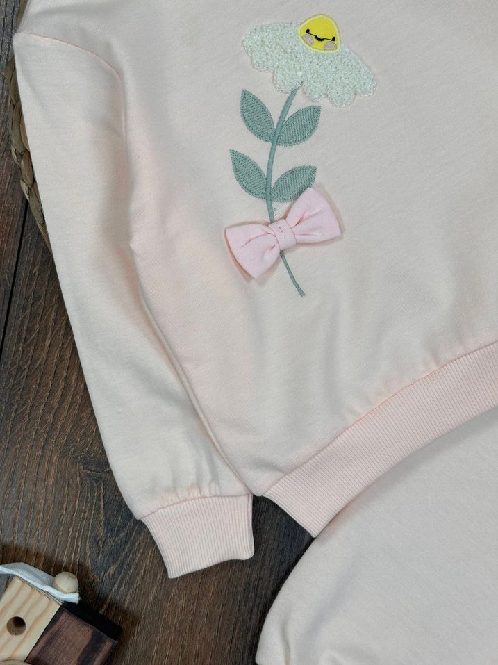 Sıfır Etiketli Papatya İşlemeli Pembe Kız Çocuk Takım 3 Yaş - Görsel 3