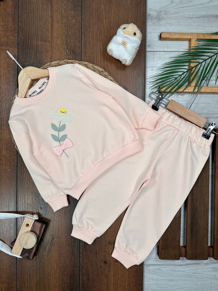Sıfır Etiketli Papatya İşlemeli Pembe Kız Çocuk Takım 3 Yaş - Görsel 2