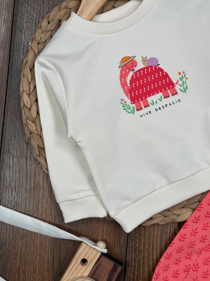  Kaplumbağa Desenli Kız Bebek Takımı  - Görsel 5