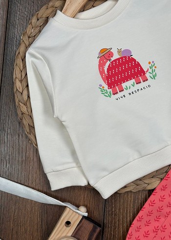  Kaplumbağa Desenli Kız Bebek Takımı  - Görsel 5