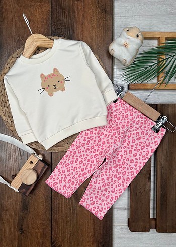 Leopar Desenli İkili Kız Bebek Takım  - Görsel 2