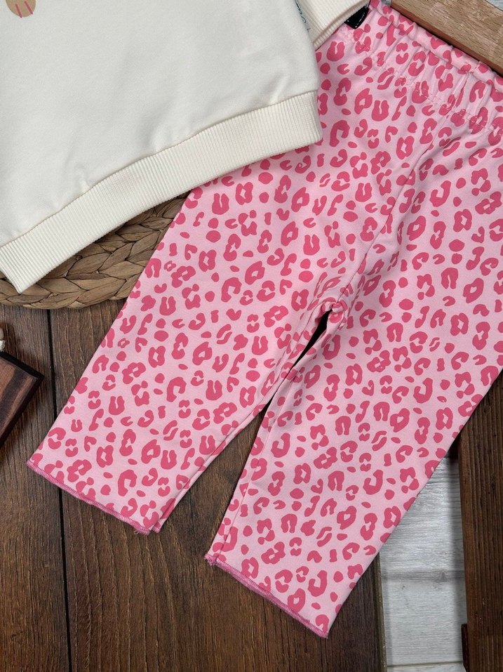 Leopar Desenli İkili Kız Bebek Takım  - Görsel 4