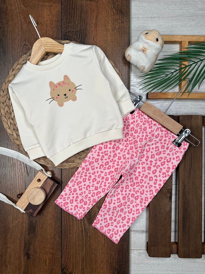 Leopar Desenli İkili Kız Bebek Takım  - Görsel 2