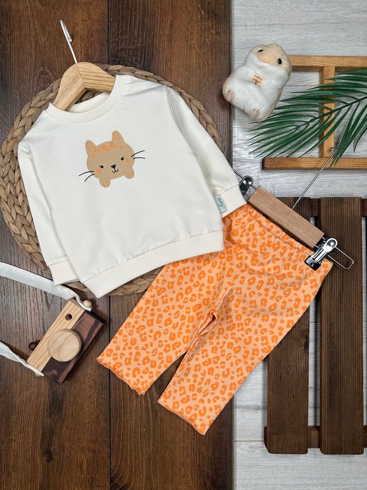 Leopar Desenli İkili Kız Bebek Takım  - Görsel 2