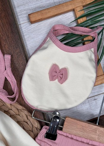 KAÇIRILMAYACAK ŞIKLIK: Fiyonk Detaylı Pudra Bebek Seti - Görsel 5